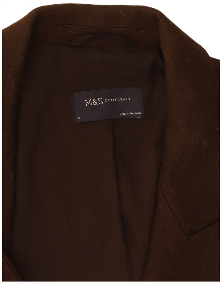 Marks & Spencer Dame Dobbeltradet Blazer Jacket UK 16 Stor Brun