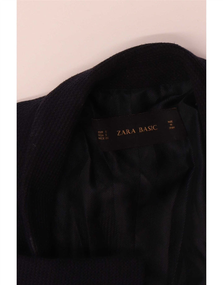 Zara Jaqueta blazer feminina oversized manga 3/4 aberta Reino Unido 10 pequena azul marinho