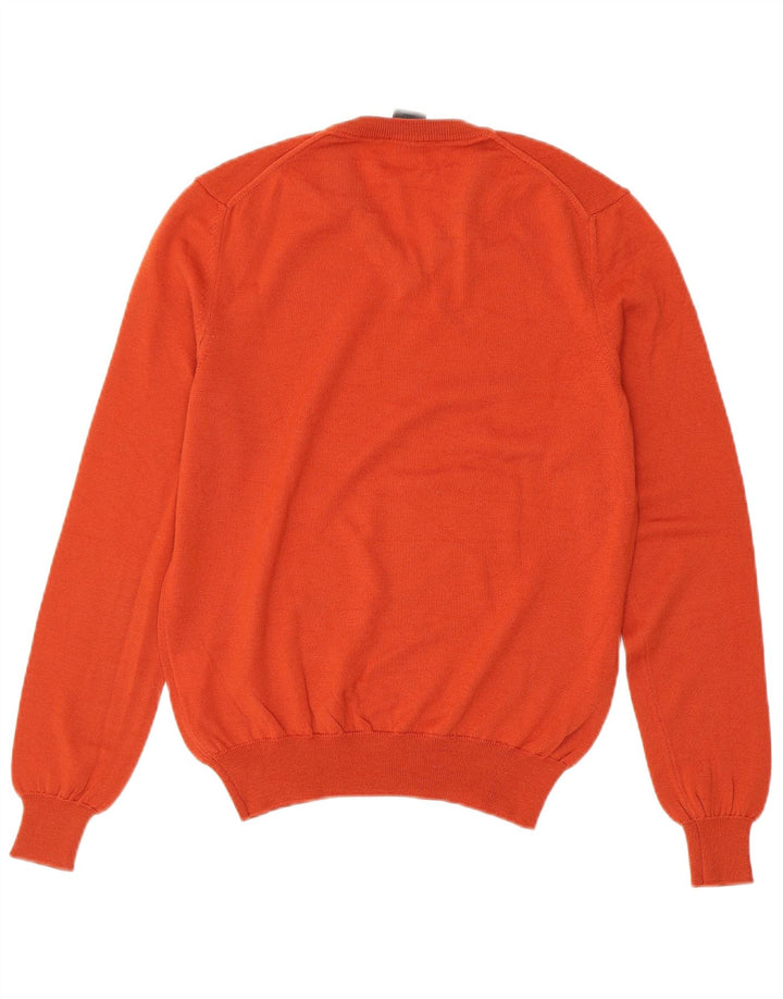 Maglione da uomo con scollo a V Calvin Klein piccolo arancione in lana vergine