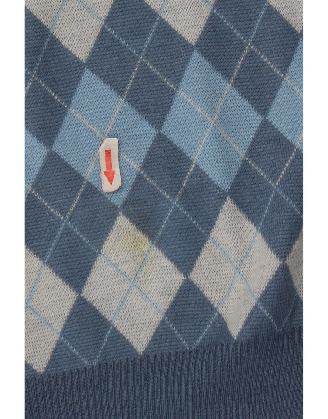 Vintage Mens Vest Tank Top Medium Blue Argyle/Diamond Wool