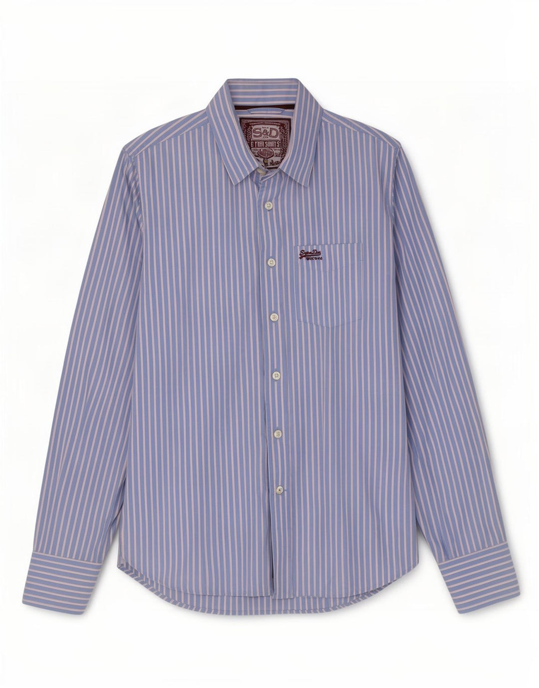 Camicia da uomo Superdry Large in cotone gessato blu