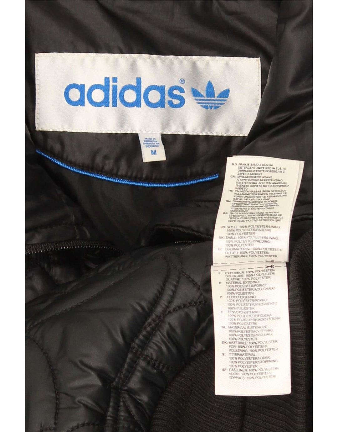 Adidas Womens Bomber Padded Jacket UK 12 Medium Black Polyester
