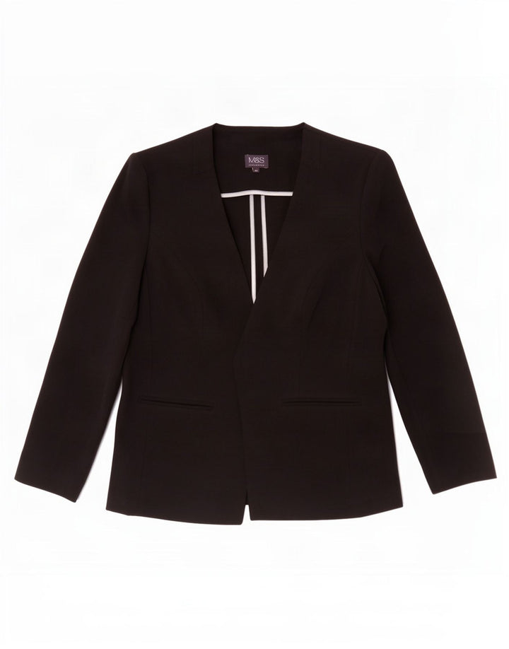 Marks & Spencer Womens Open Blazer Jacke UK 14 Mittelschwarzes Polyester