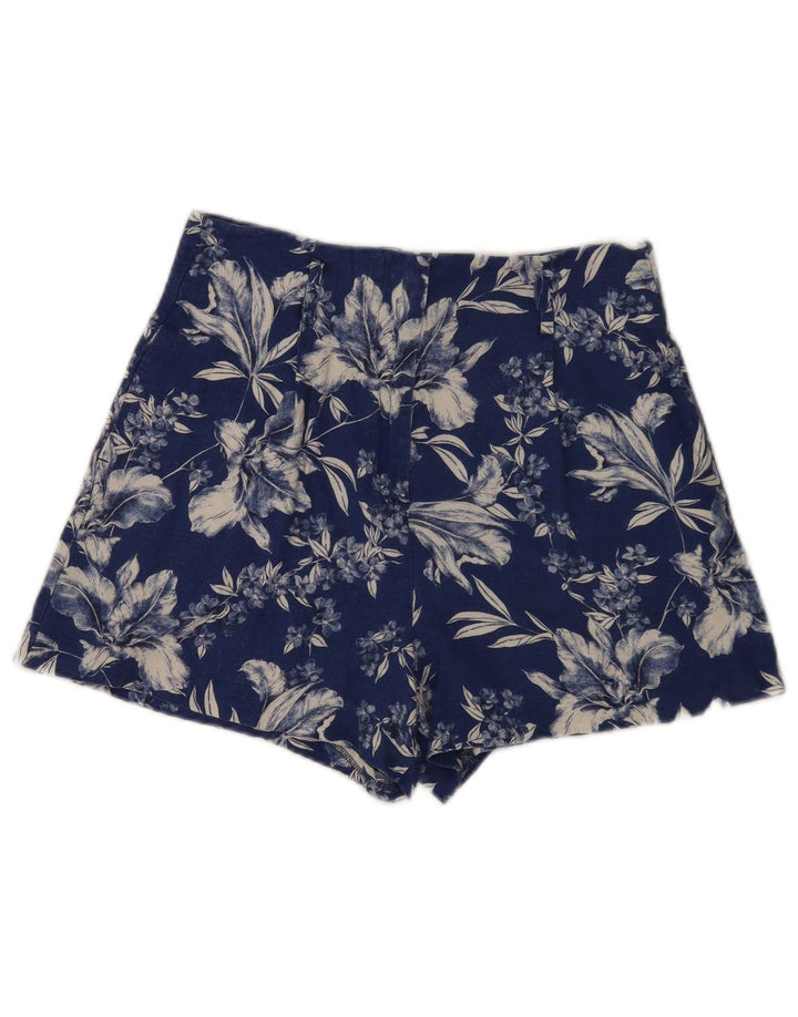Zara Damen High Rise Hotpants Medium W28 Blau geblümt
