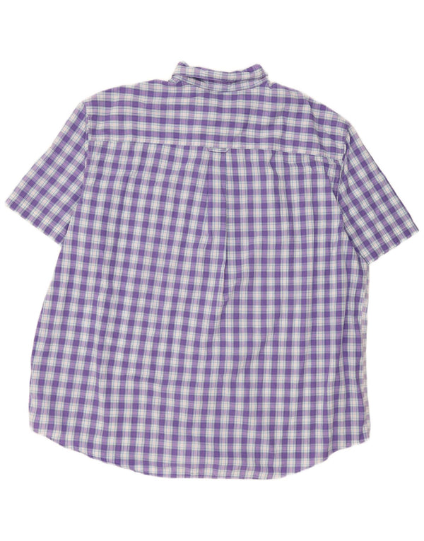 Chaps Camicia a maniche corte da uomo grande e alta 3XL in cotone a quadri viola