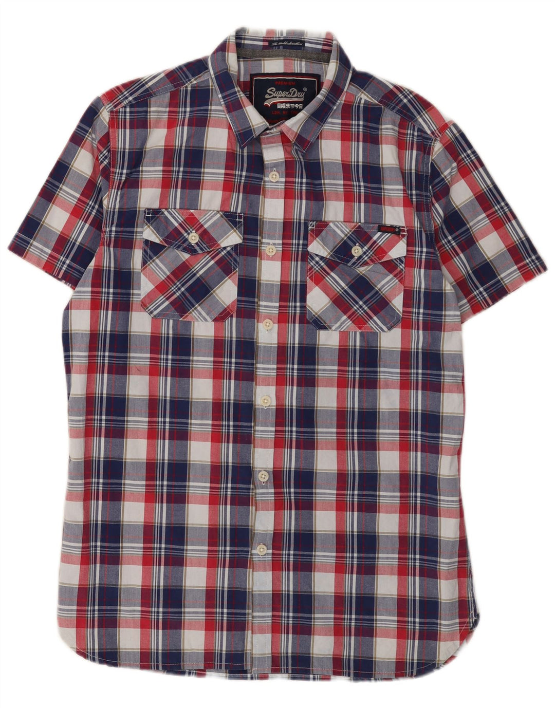 SUPERDRY Męska koszula z krótkim rękawem, duża, wielobarwna, bawełniana krata