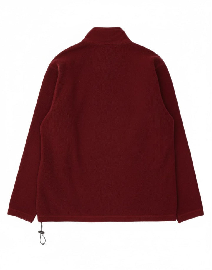 Eddie Bauer Mens Zip Neck Fleece Jumper Large Maroon Polyester