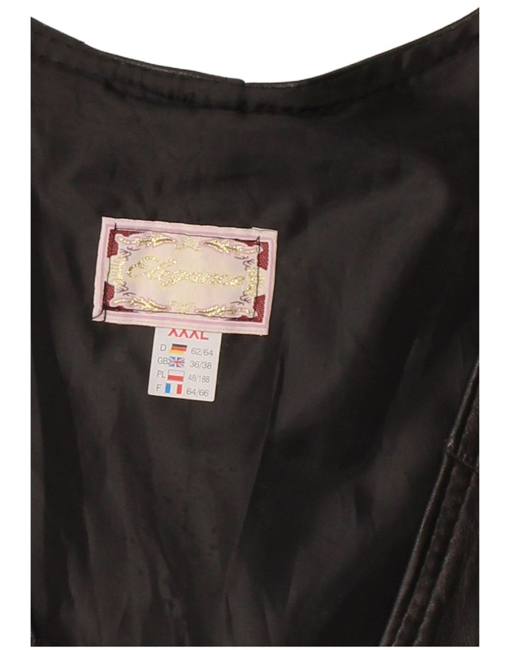 ELEGANCE Mens Leather Waistcoat 3XL Black Patchwork