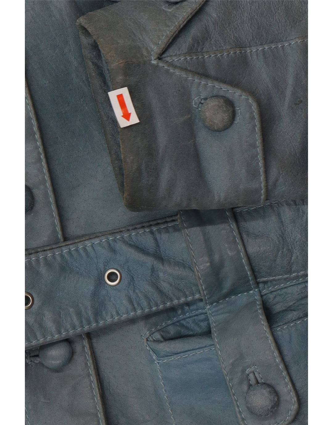 VINTAGE Womens Leather Jacket UK 12 Medium Blue