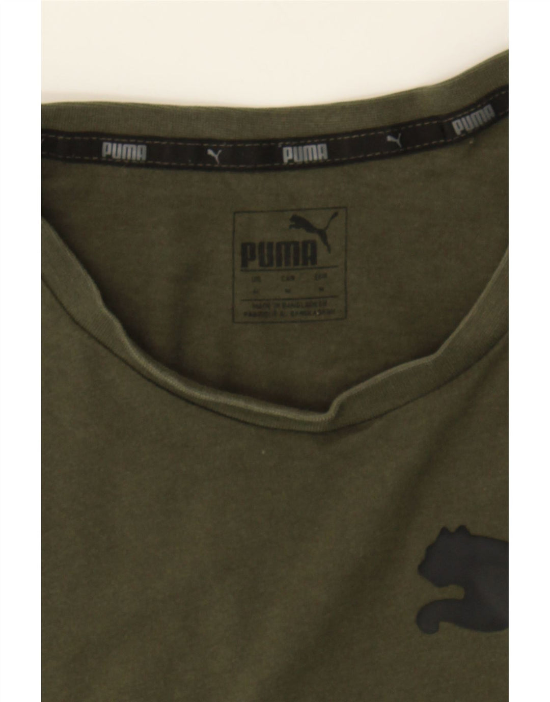 PUMA Mens Graphic T-Shirt Top Medium Khaki Cotton Vintage Puma and Second-Hand Puma from Messina Hembry 