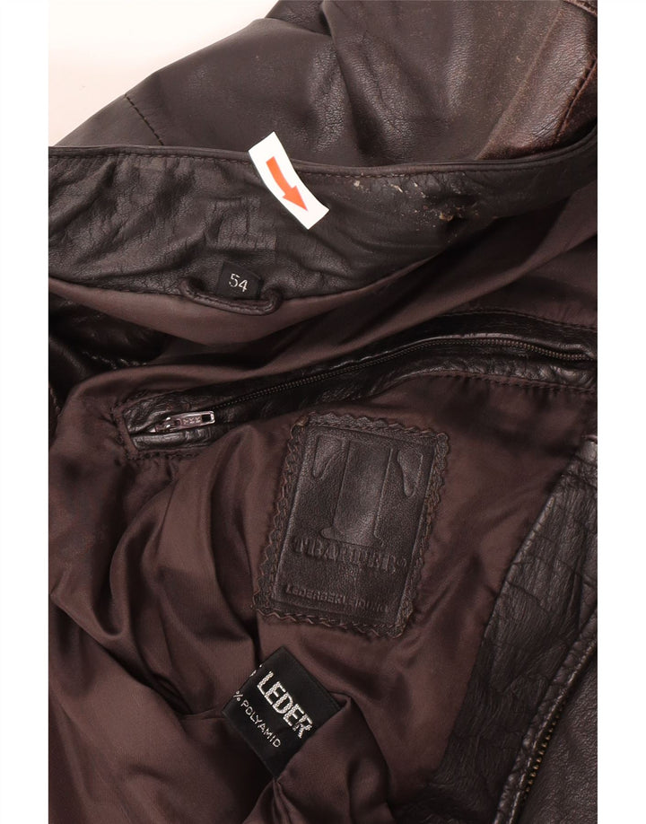 Trapper Mens Leather Jacket IT 54 2XL Brown Leather