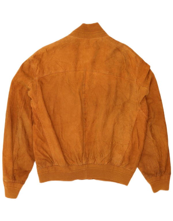 Vintage hombres ante bomber chaqueta IT 52 XL cuero marrón