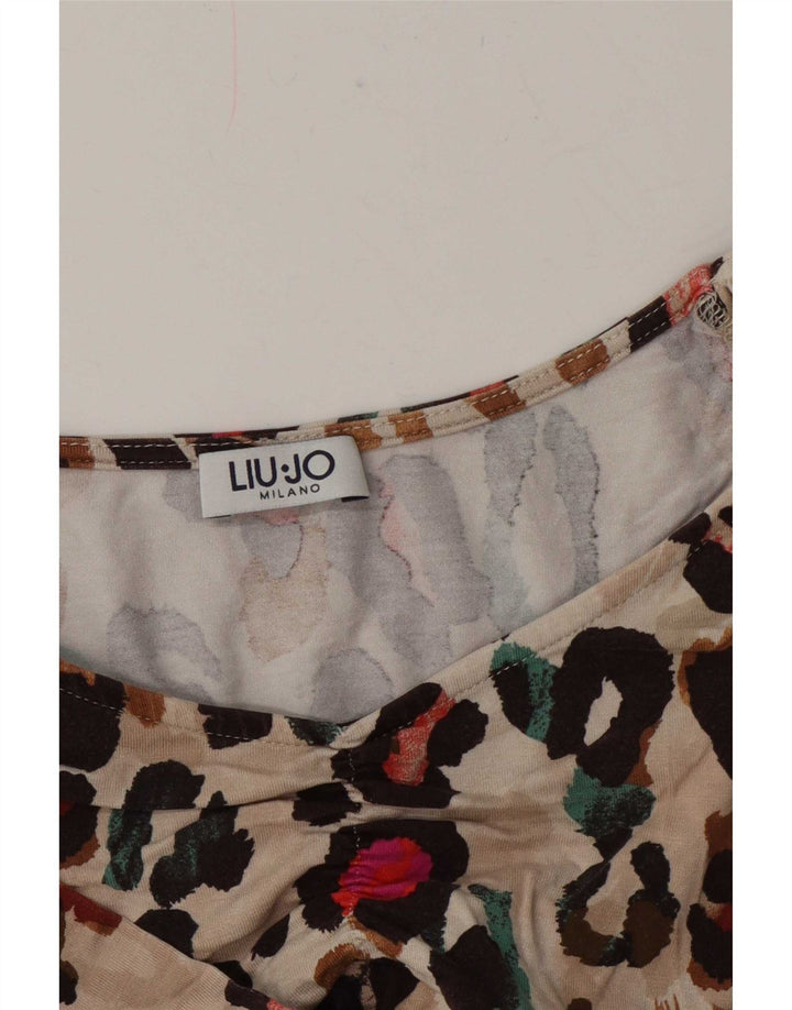Liu Jo Womens Blouse Top UK 12 Medium Beige Animal Print