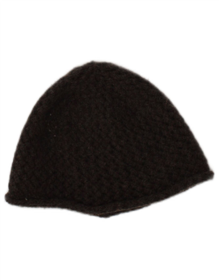 LEE Womens Crochet Beanie Hat One Size Brown Wool Classic