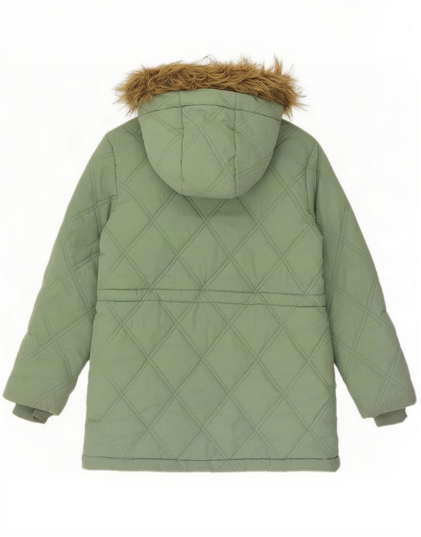 Jack Wills Piger Quiltet Parkajakke med hætte 8-9 år Grøn Polyester