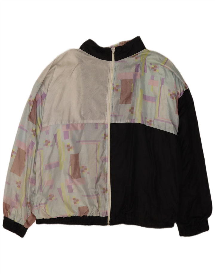 Vintage Herren-Trainingsanzug-Top-Jacke, groß, schwarz, geometrisch