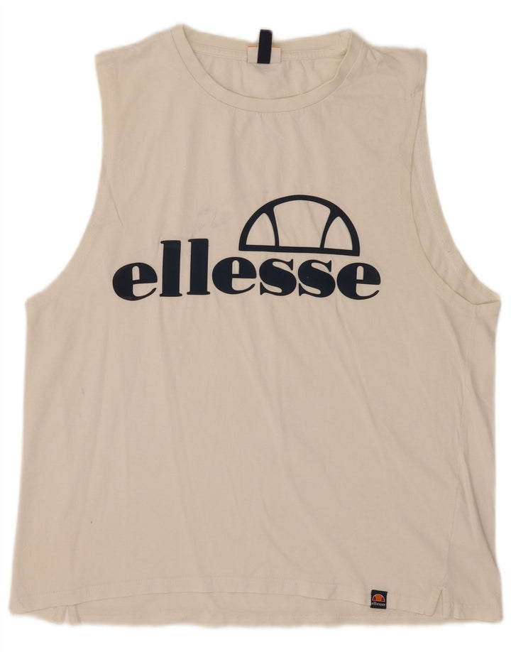 Ellesse Mens Graphic Vest Top Grande Algodão Branco