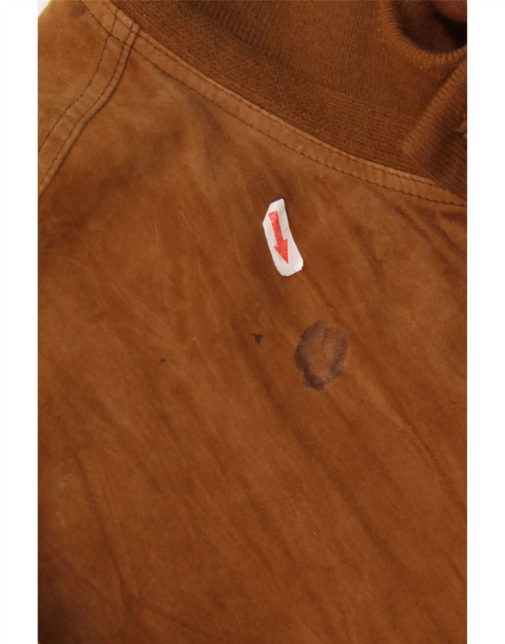 Vintage Mens Suede Bomber Jacket UK 42 XL Brown Leather