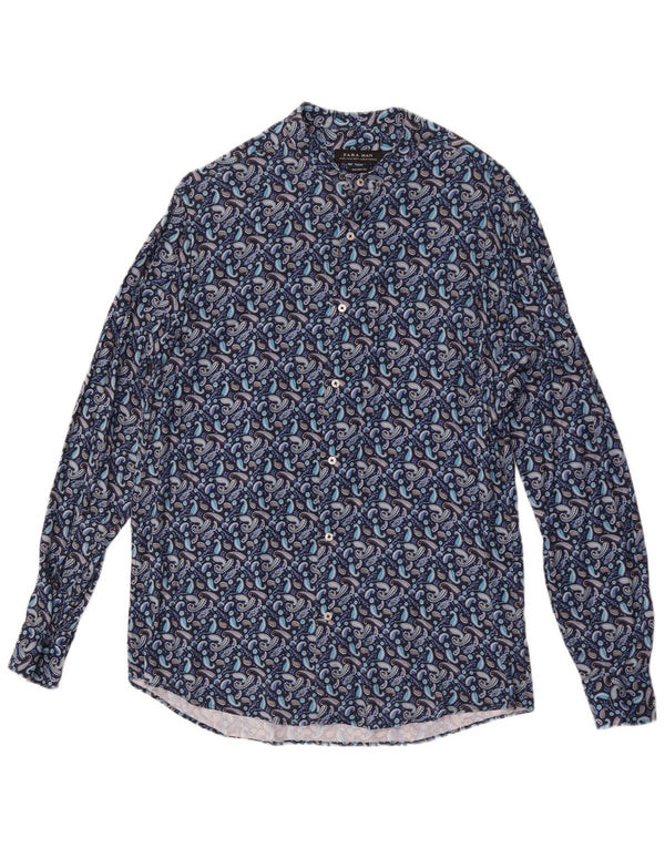Zara Herren Relaxed Fit Hemd XL Blau Paisley Viskose