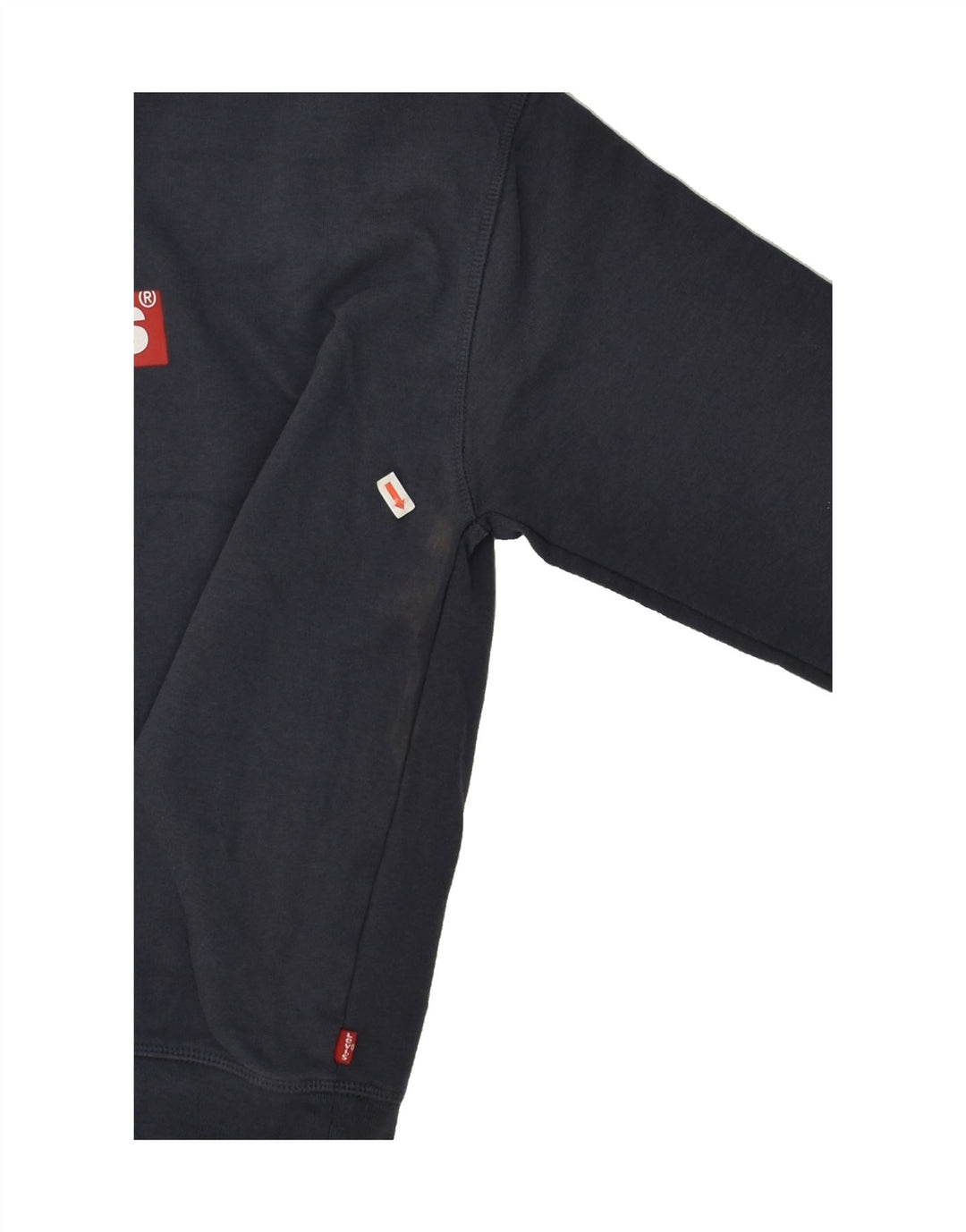 LEVI'S Womens Graphic Sweatshirt Jumper UK 10 Small Navy Blue Cotton Vintage Levi's and Second-Hand Levi's from Messina Hembry 
