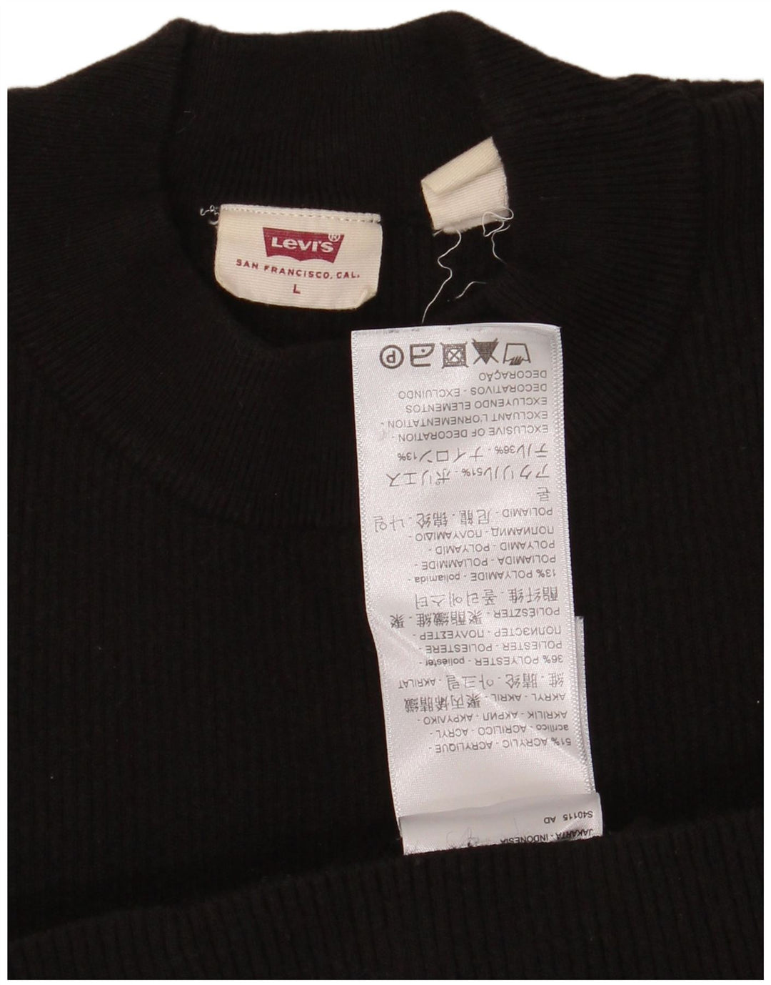 Levi's Womens Crew Neck Jumper Sweater UK 14 Large Black Acrylic