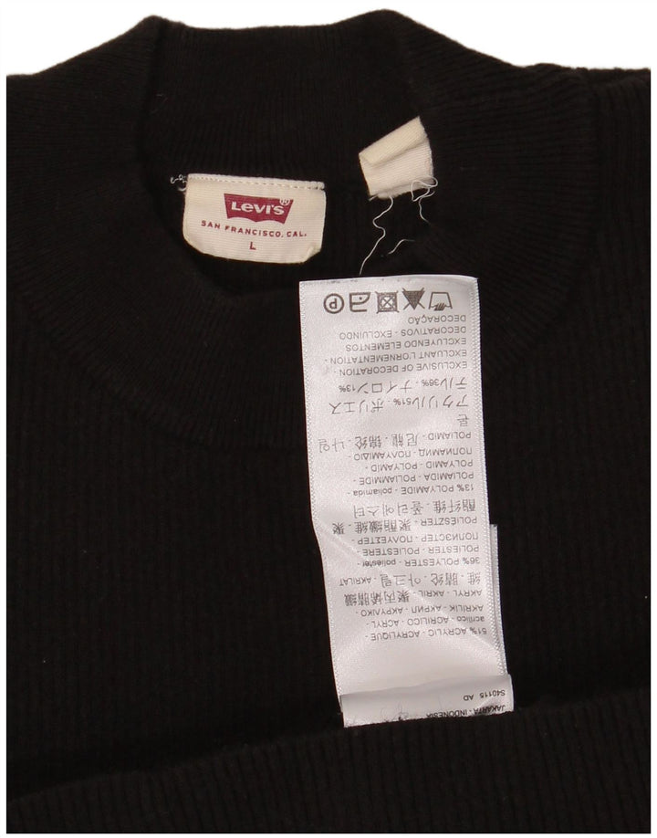 Levi's Womens Crew Neck Jumper Sweater UK 14 Large Black Acrylic