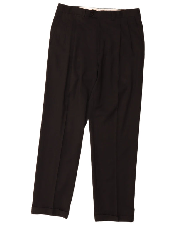 Pantaloni da abito con pegging da uomo Marks & Spencer W34 L31 lana nera