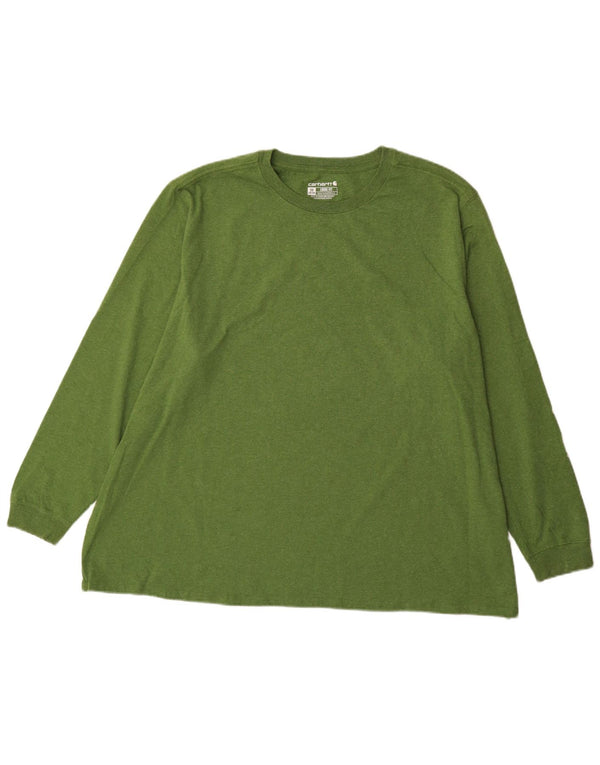 Carhartt Womens Loose Fit Graphic Top Langarm UK 24/26 3XL Grüne Baumwolle