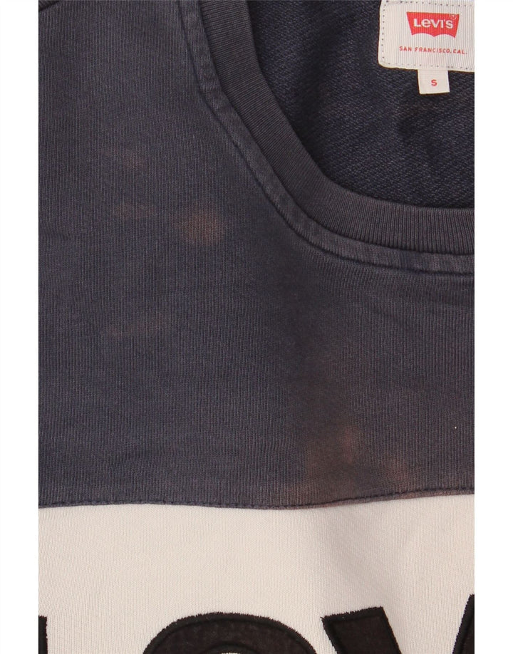 Levi's Mens Graphic Sweatshirt Jumper Small Green Colourblock Cotton