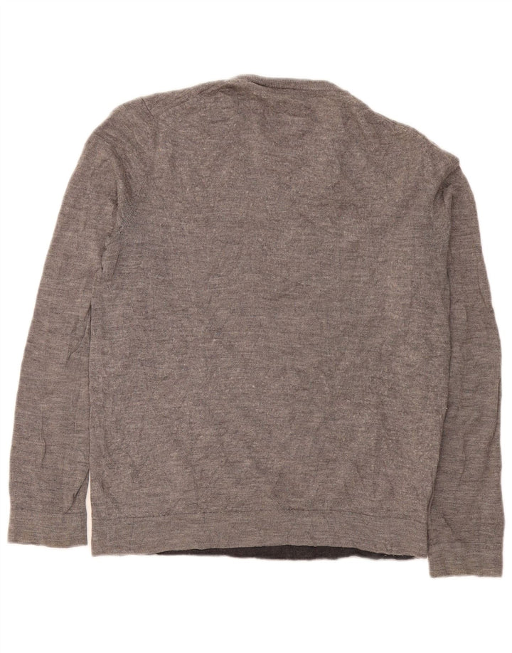 Calvin Klein Herren-Pullover mit Rundhalsausschnitt, Mittelgrau gefleckte Merinowolle