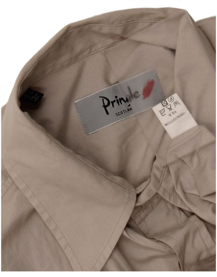 Pringle Chemise à manches courtes pour homme Taille 15,5 Coton gris moyen