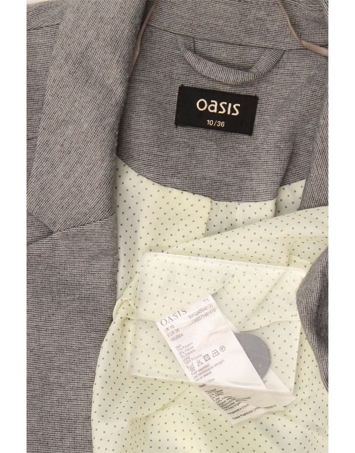 OASIS Γυναικείο Μπουφάν 1 Κουμπί Blazer UK 10 Small Grey Polyester