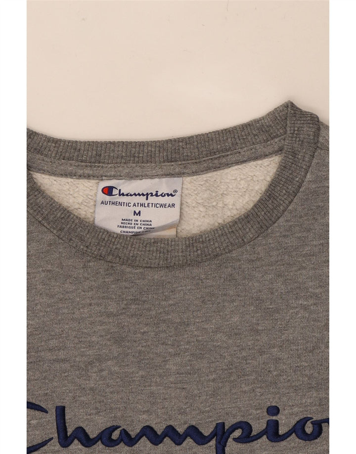 CHAMPION Womens Graphic Sweatshirt Jumper UK 12 Medium Grey Cotton Vintage Champion and Second-Hand Champion from Messina Hembry 