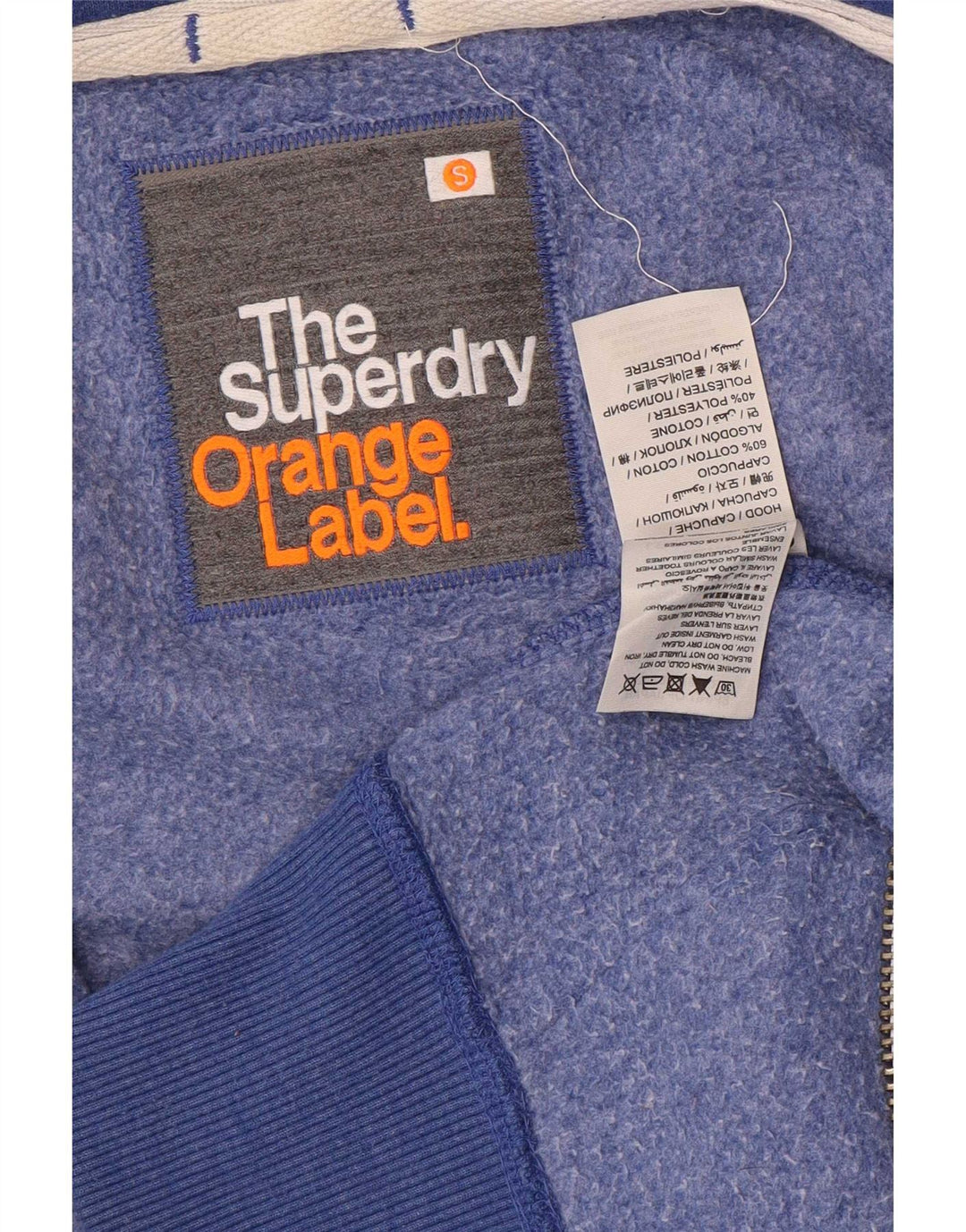 Superdry Mens Zip Hoodie Sweater Small Blue Cotton