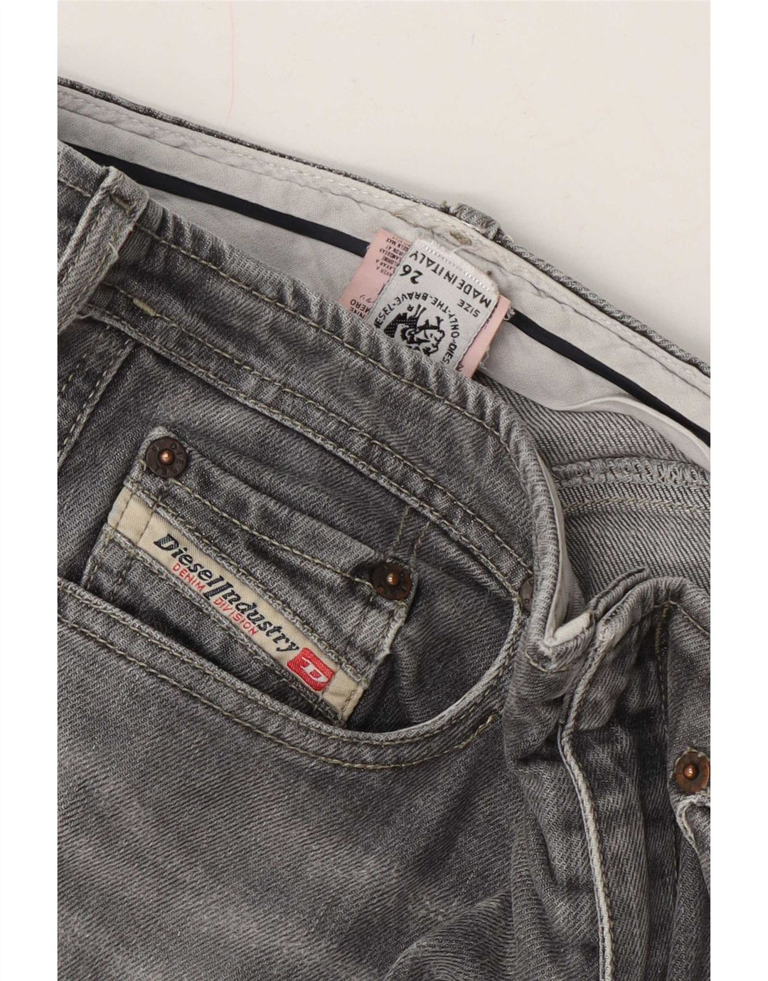Diesel Damen Schlagjeans W26 L27 Graue Baumwolle