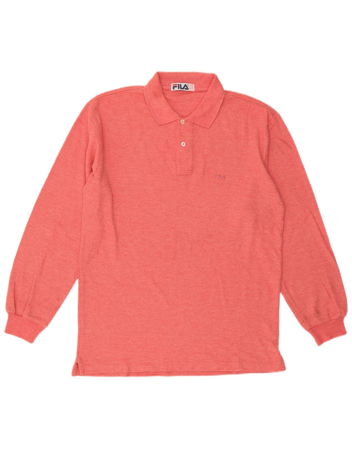 FILA Mens Long Sleeve Polo Shirt IT 48 Medium Pink Cotton