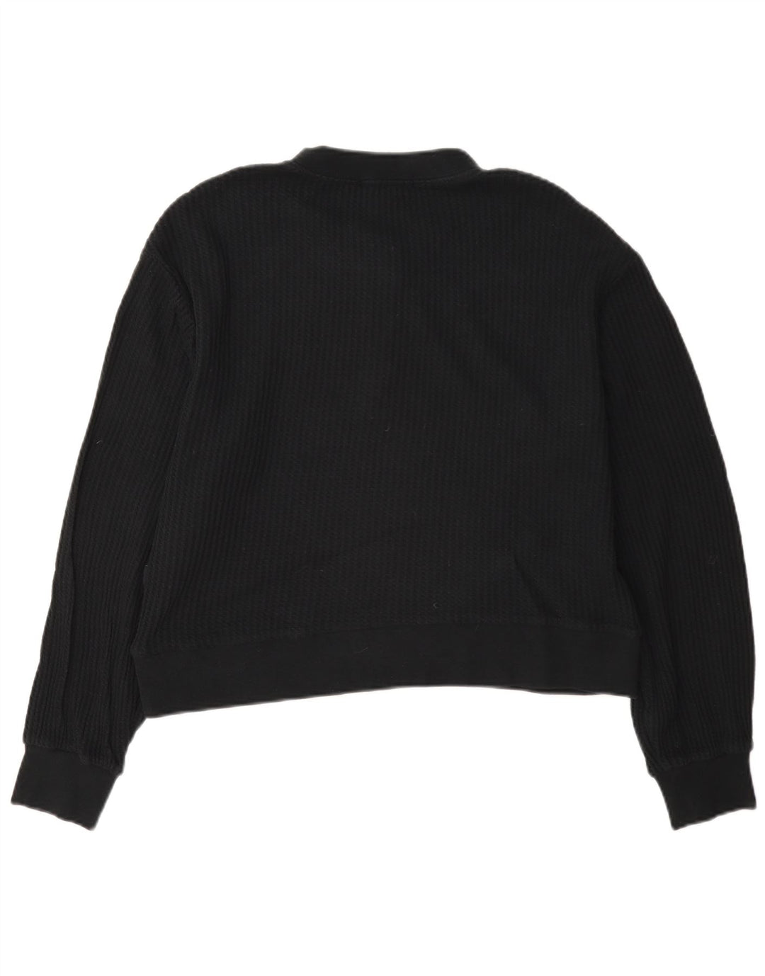 Vans Dame Oversized Crop Button Neck Sweatshirt Jumper UK 10 Small Black