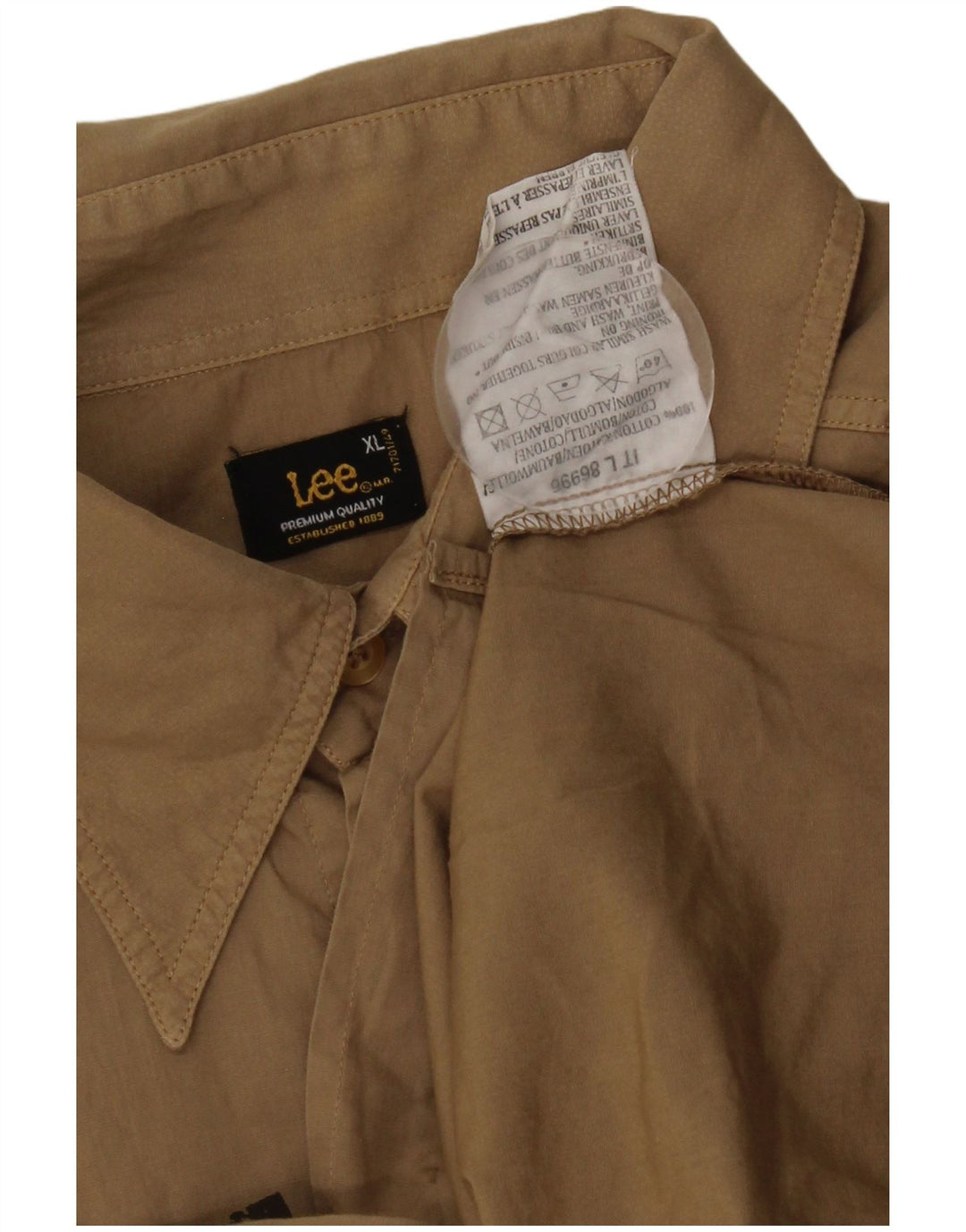 Lee Mens Graphic Short Sleeve Shirt XL Beige Cotton