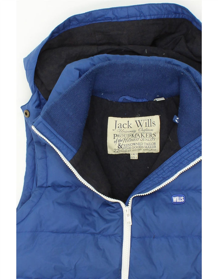 JACK WILLS Womens Hooded Padded Gilet UK 10 Small Blue Polyester Vintage Jack Wills and Second-Hand Jack Wills from Messina Hembry 