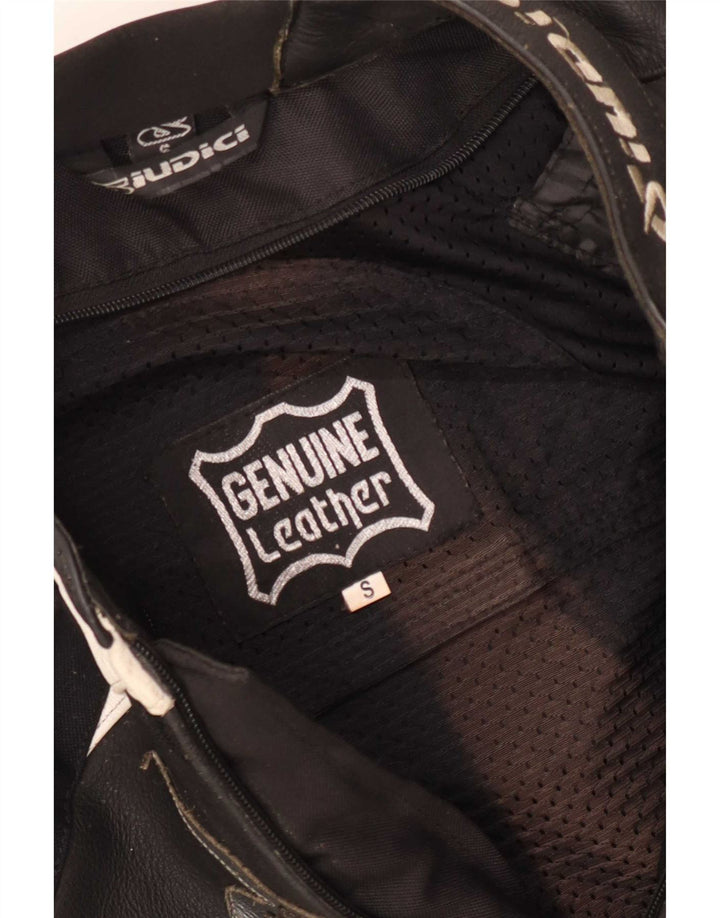 Giudici Mens Graphic Racing Jacket UK 36 Small Black Colourblock Leather