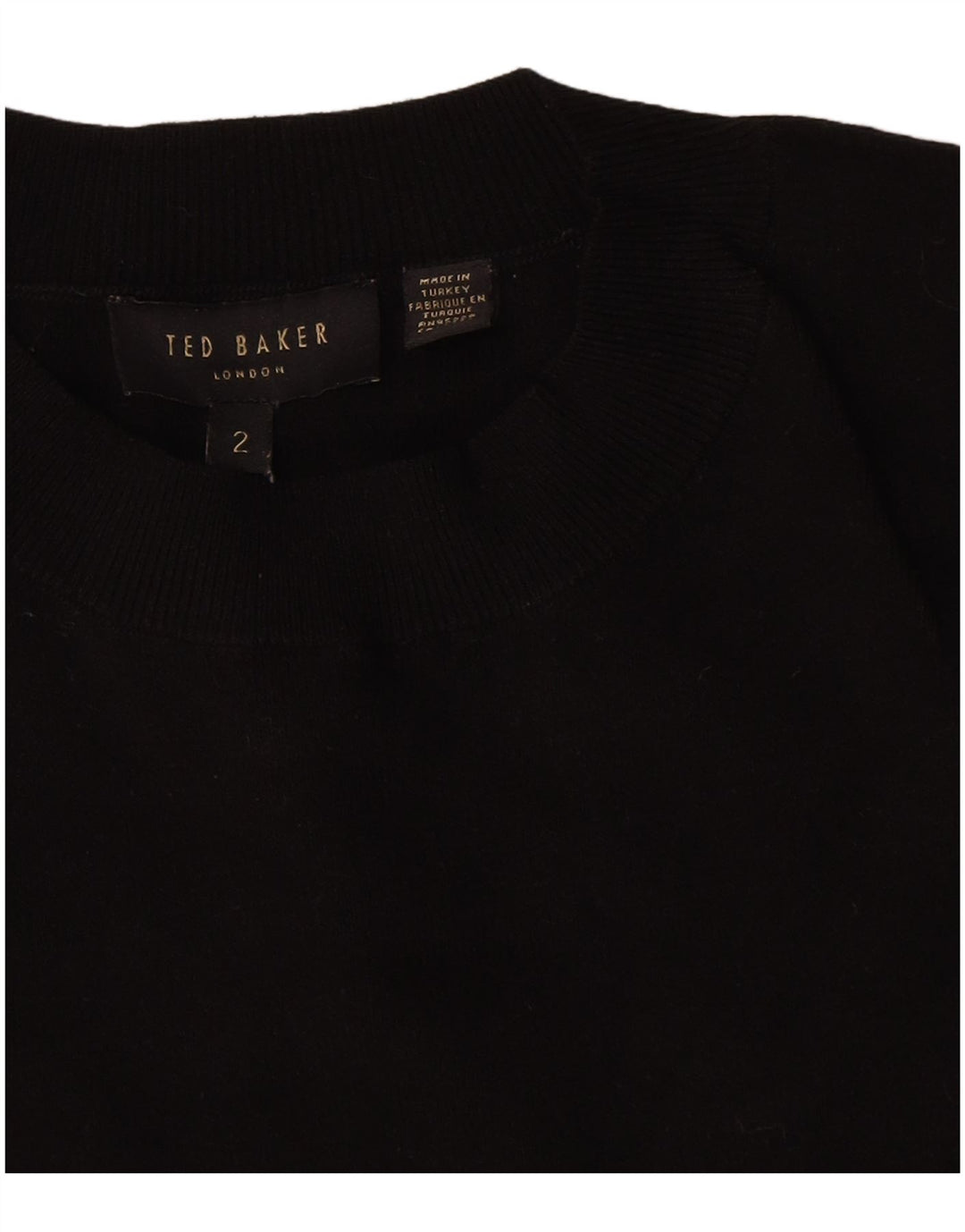 Maglione maglione girocollo con grafica da donna Ted Baker taglia 2 piccolo nero