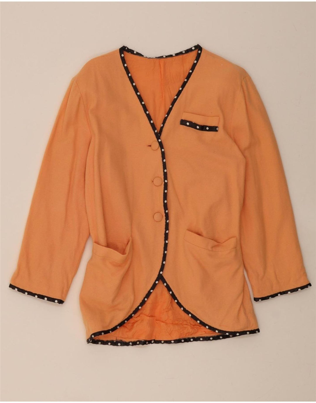 VINTAGE Womens 3 Button 3/4 Sleeve Blazer Jacket UK 14 Medium Orange Vintage Vintage and Second-Hand Vintage from Messina Hembry 