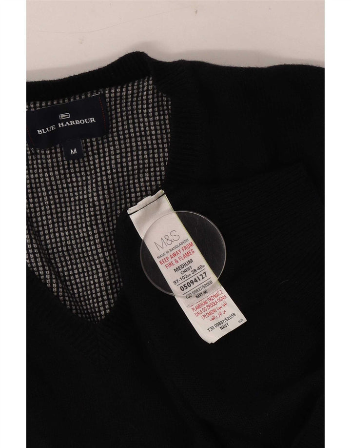 Marks & Spencer Mens Blue Harbour V-Neck Jumper Sweater Medium Navy Blue