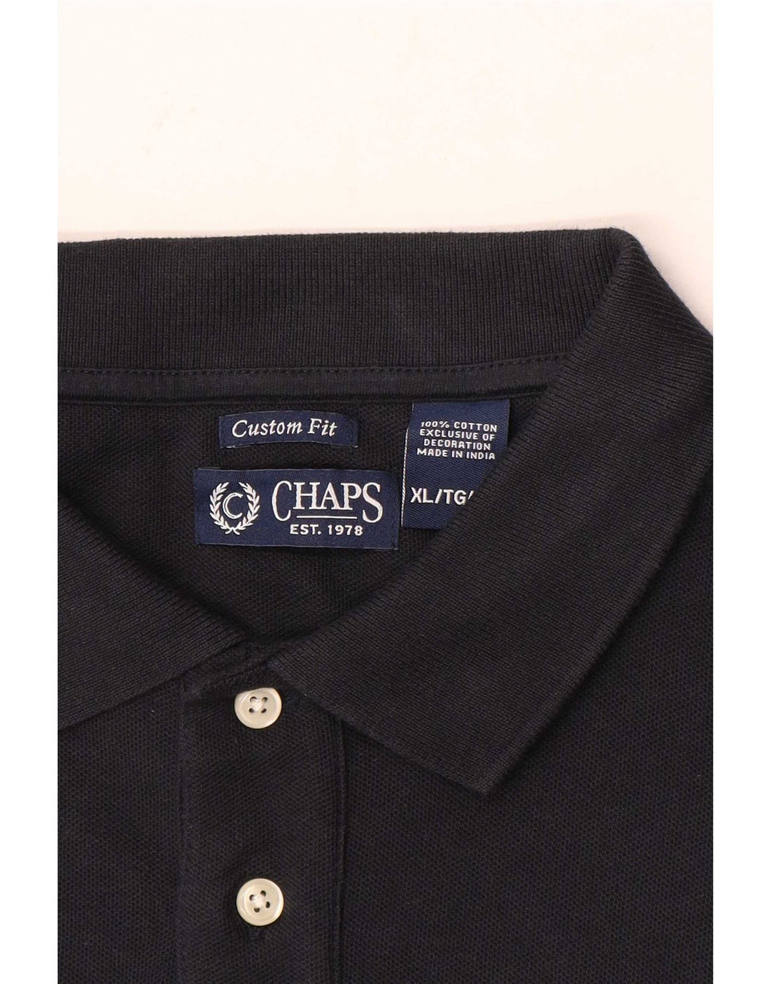 Chaps Mens Custom Fit Polo Shirt XL Navy Blue Cotton