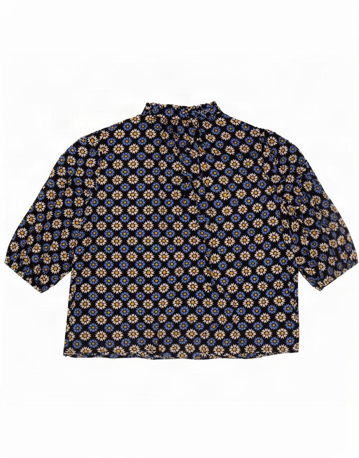 Marks & Spencer Camicetta da donna con allacciatura frontale Top UK 16 Grande blu navy floreale