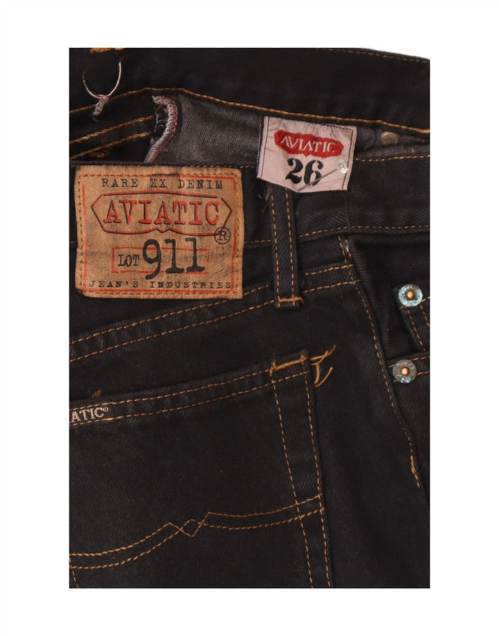 AVIATIC Womens Straight Jeans W26 L33 Black Cotton