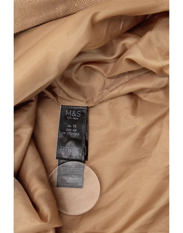 Marks & Spencer Damen Mantel UK 16 Large Beige Herringbone Wolle