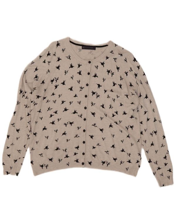 Maglione cardigan grafico da donna Marks & Spencer UK 18 XL viscosa grigia