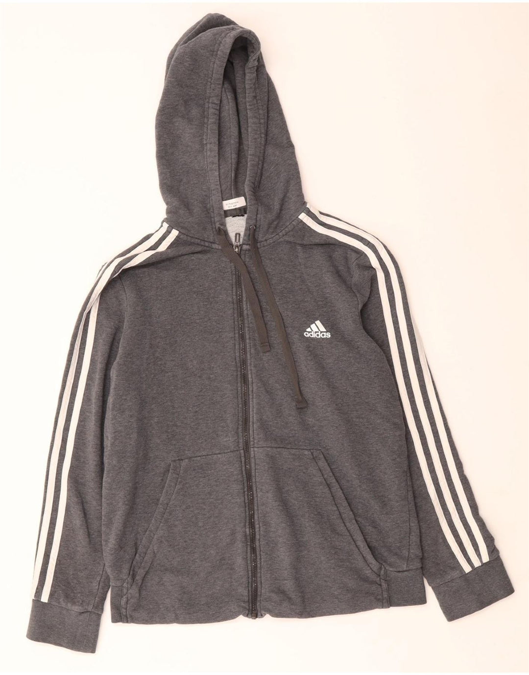 ADIDAS Mens Zip Hoodie Sweater Small Grey Cotton