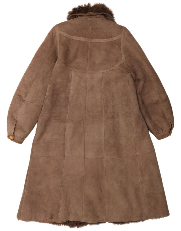 Cappotto in shearling vintage da donna UK 14 Marrone medio